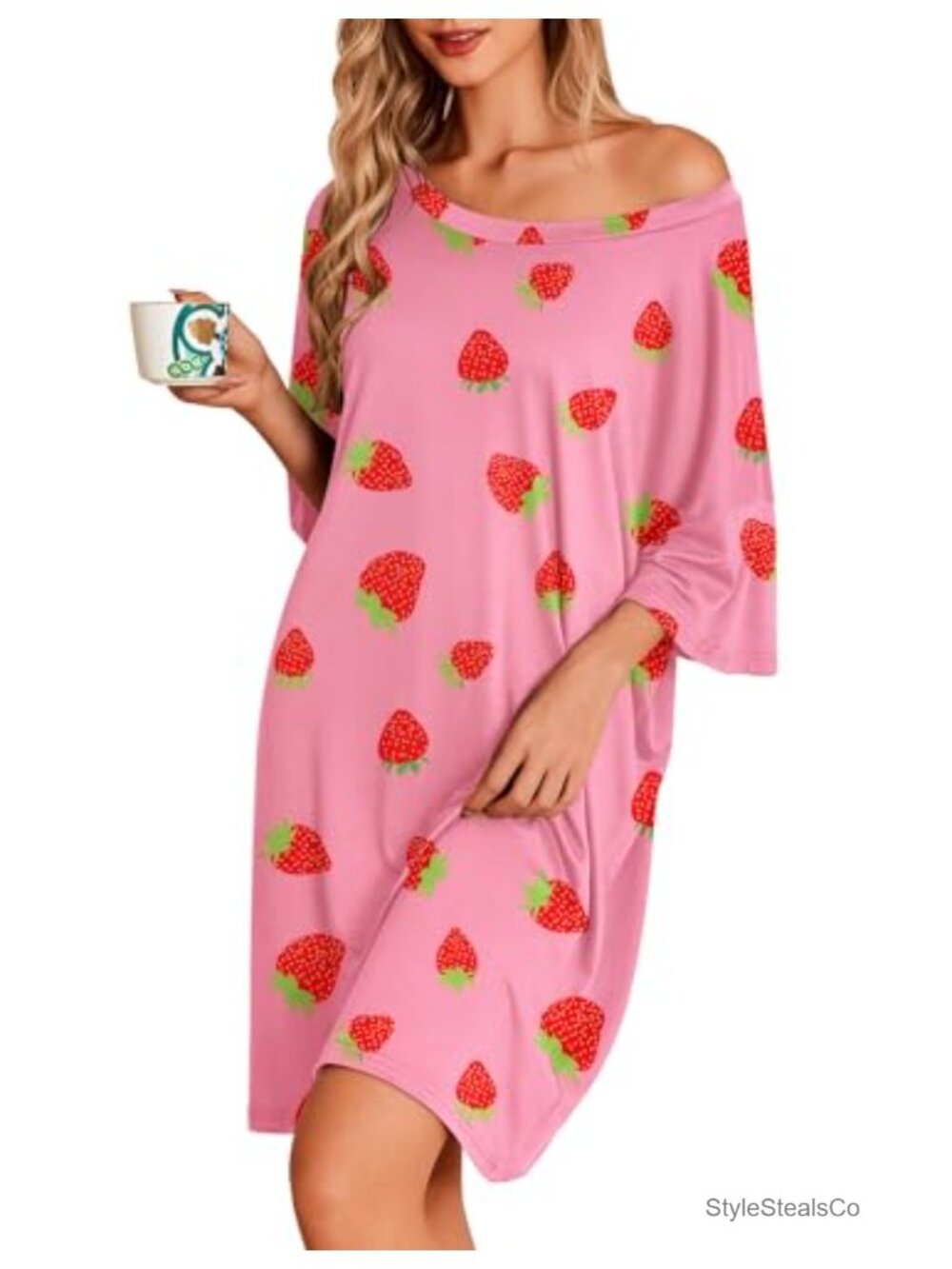 Plus Size Oversized Sleep Shirt Short Sleeve Nightshirt Dress